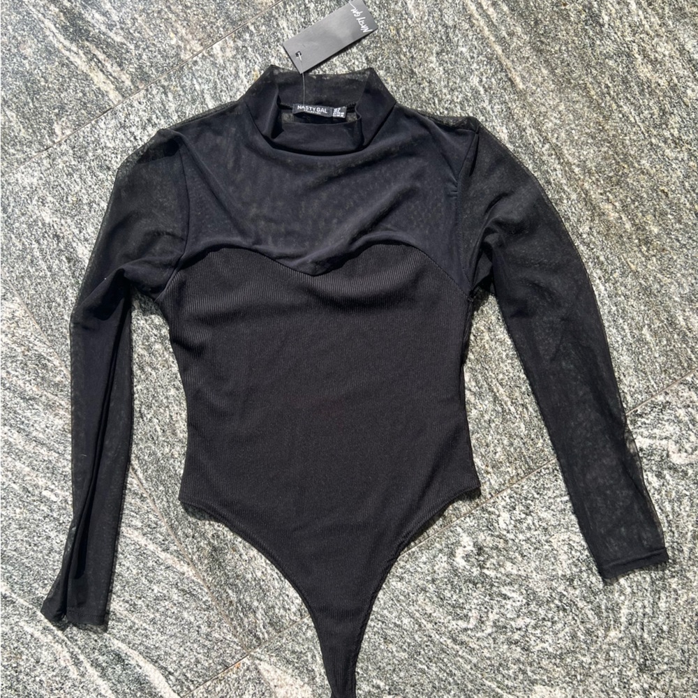 NWT Nasty Gal Sheer Turtleneck Bodysuit SIZE US 8